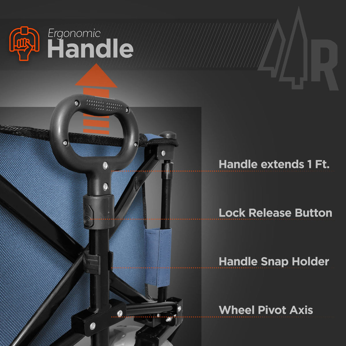 Rangland RX800 collapsible steel frame folded compactly for storage and travel.