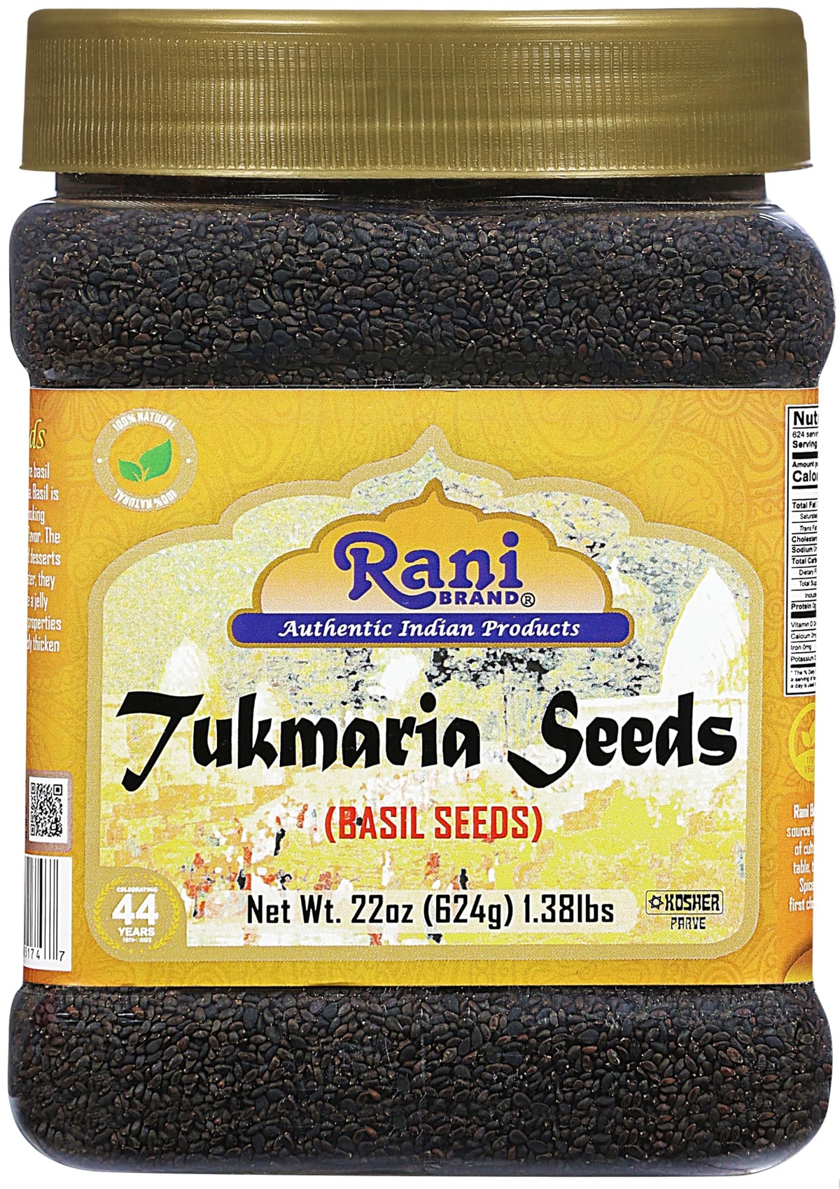 Rani Brand Tukmaria bottle of basil seeds ready for falooda
