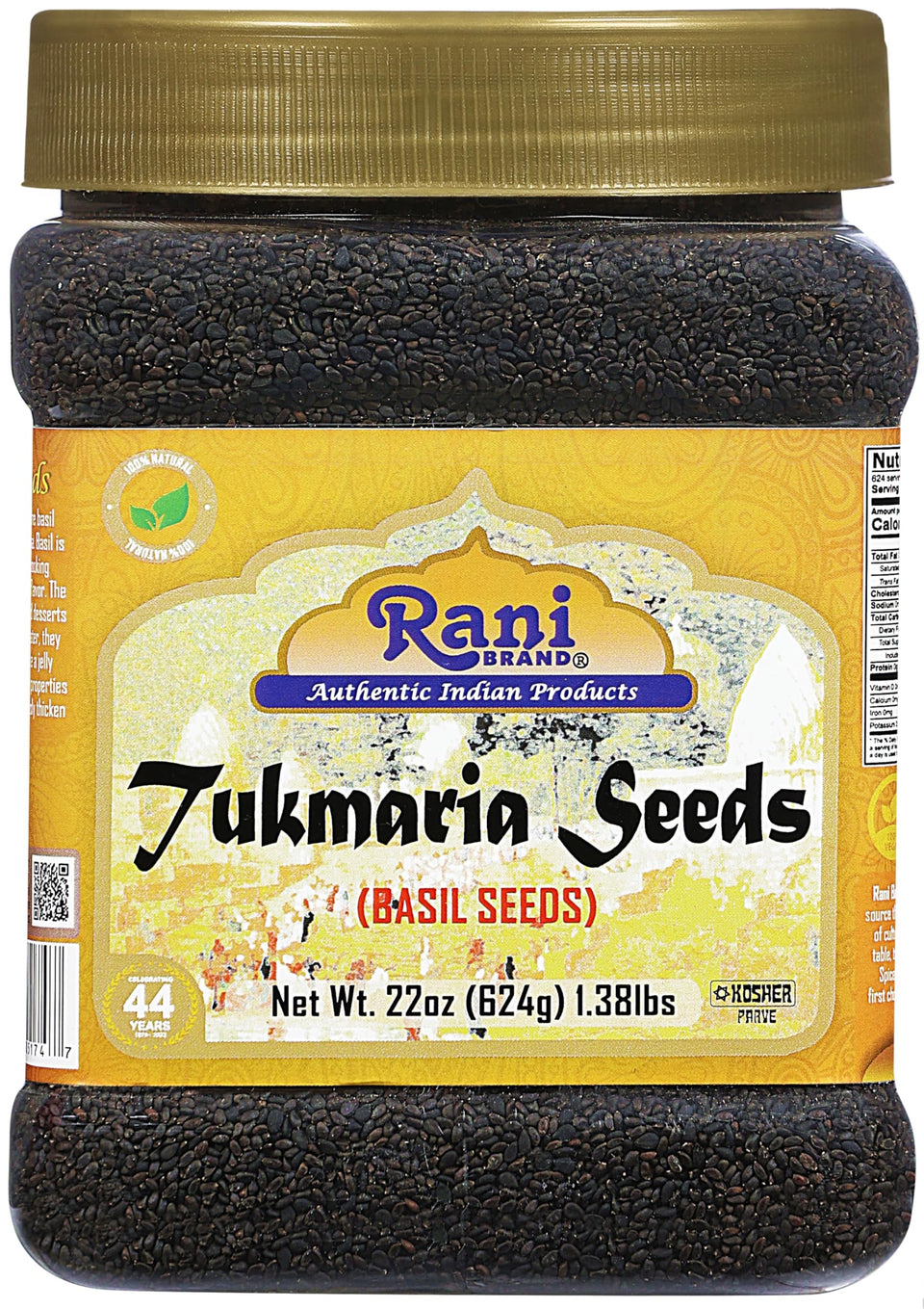 Rani Brand Tukmaria bottle of basil seeds ready for falooda