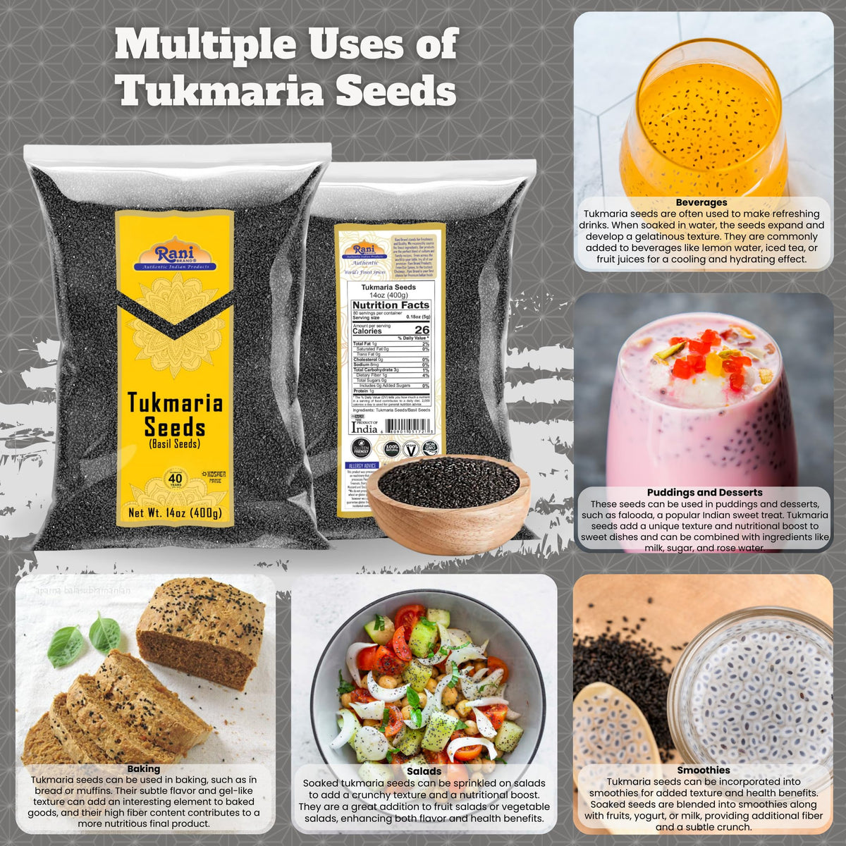Rani Tukmaria packaging for pantry storage and Falooda prep.
