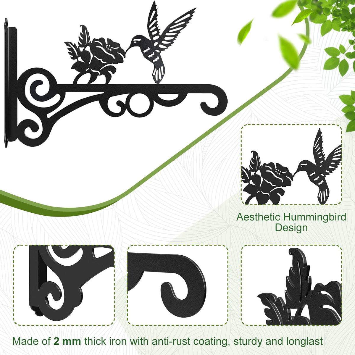 RANRTI hummingbird design plant hook ideal for garden displays and bird feeder setups