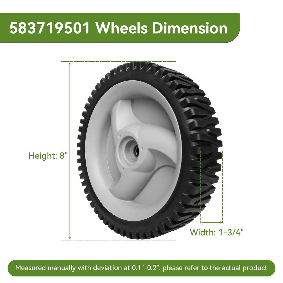 Ranwin front-drive wheel Craftsman mower tread closeup showing rugged grip