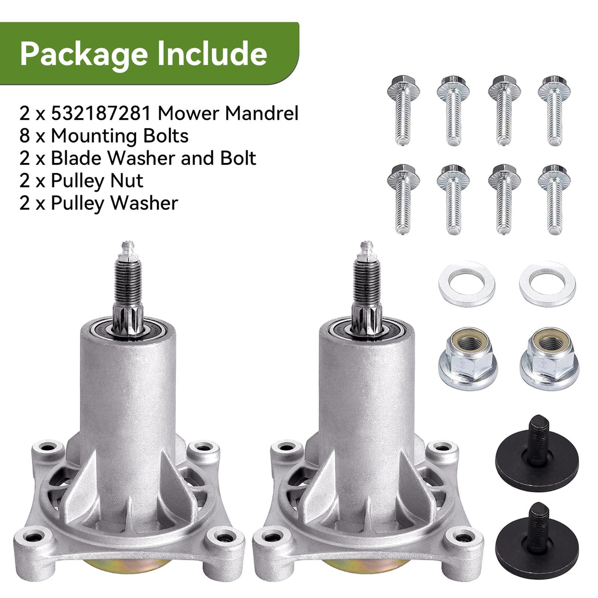 Blade nut and washer included for quick blade changes and safe operation.