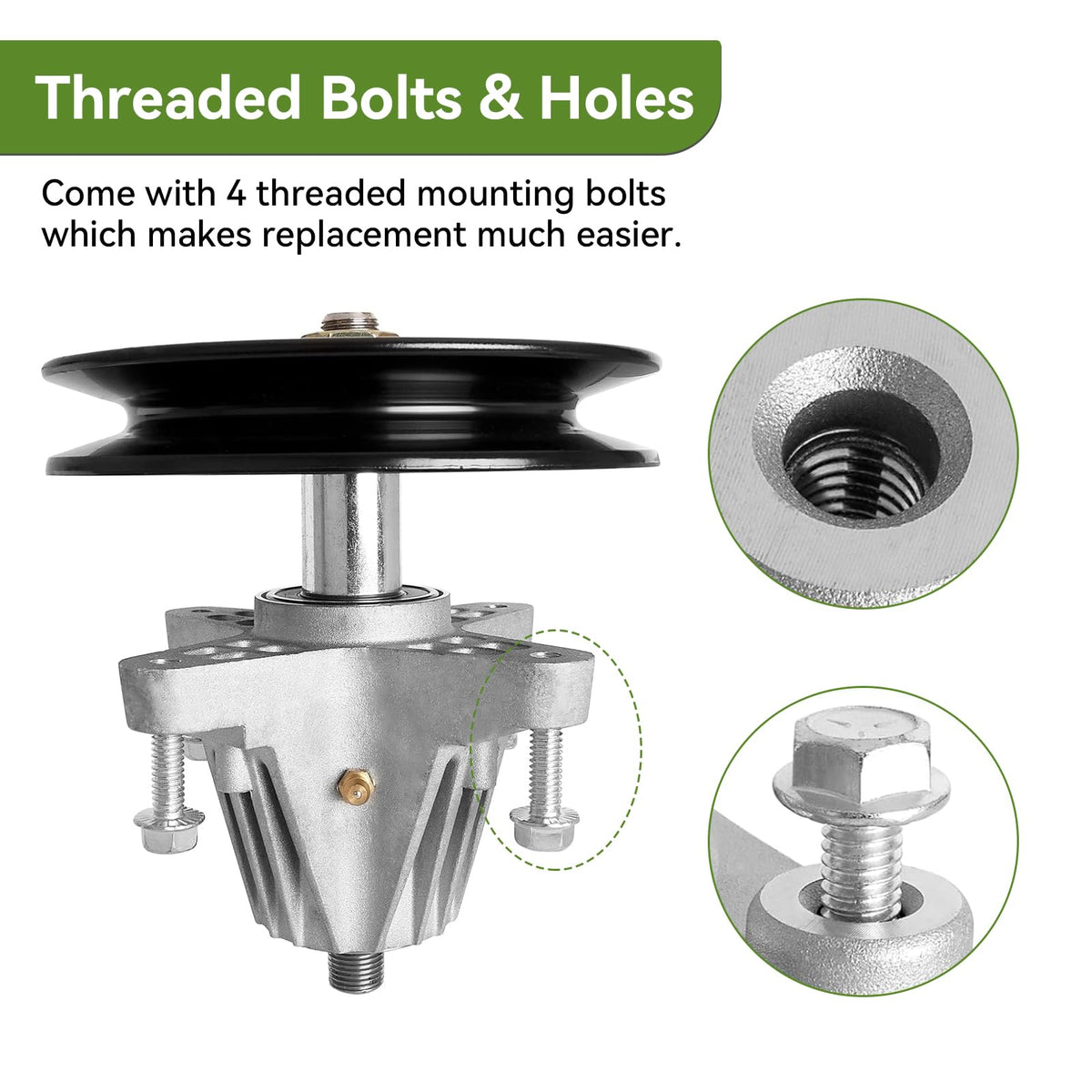 Package includes two spindles ready for replacement and dual deck coverage.