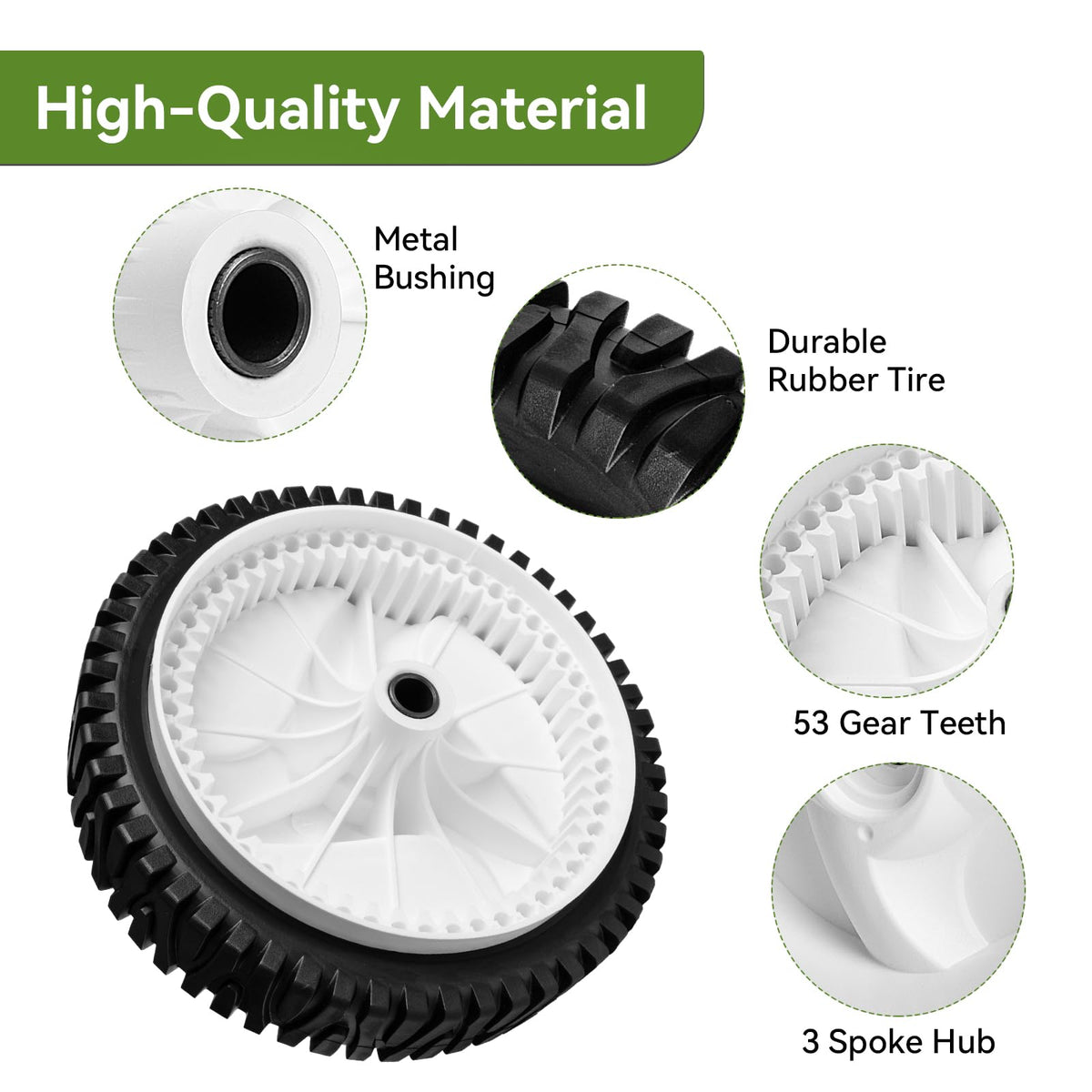 Ranwin white 8-inch drive tire provides steady rolling and easy mounting