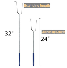 RAOMEIDE 32-inch roasting sticks in use over open flame for safe family roasting.