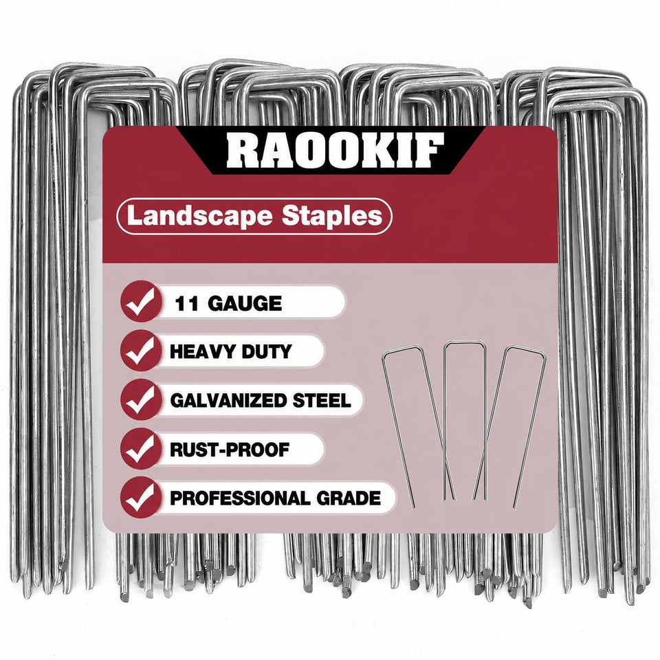 RAOOKIF 12-inch galvanized stake top view for durable ground anchoring.