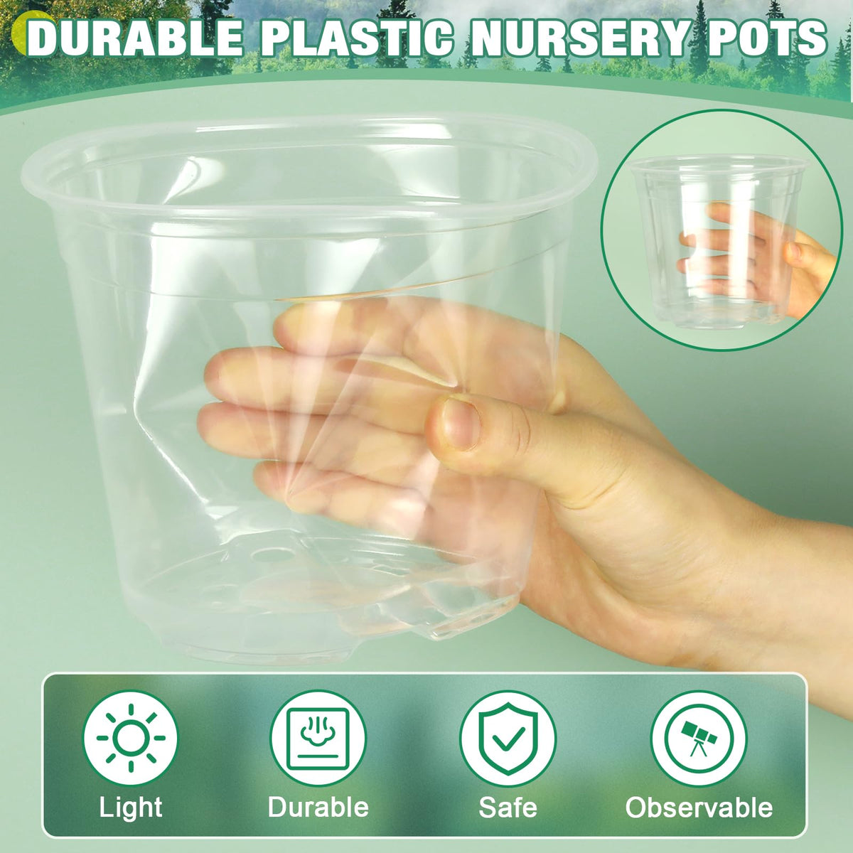 RAOOKIF 6-inch nursery pot with saucer and drainage design