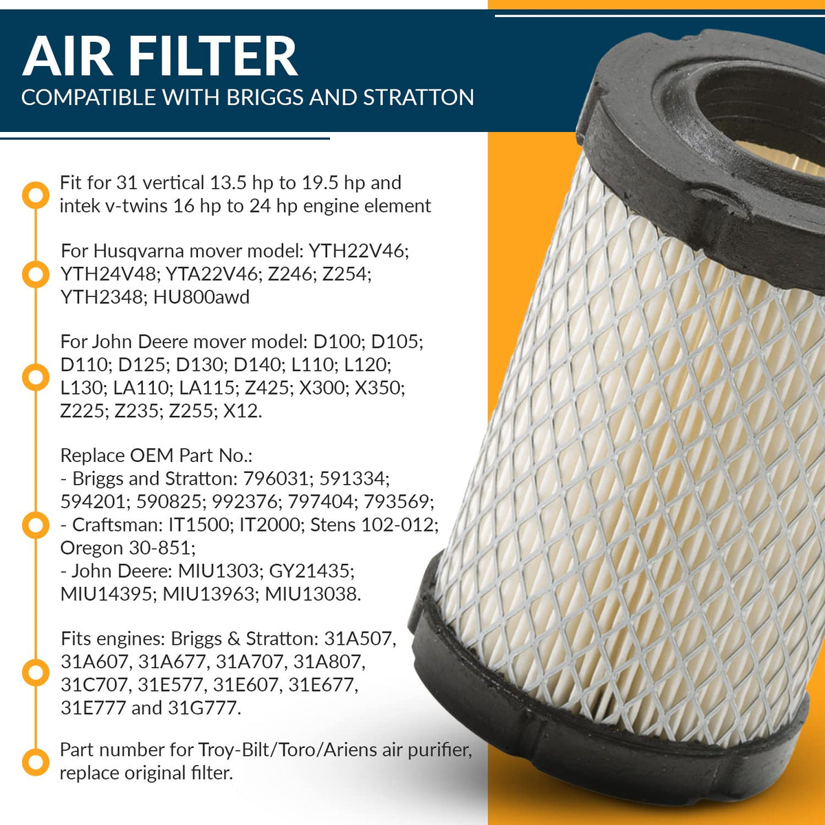 RARELEMON fuel filter with dense pleats blocks impurities in fuel