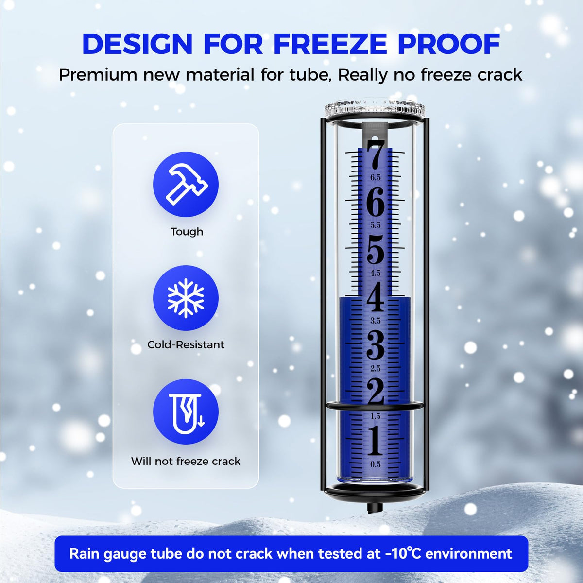 RASKOO rain gauge blue readout strip enhances visibility from afar.