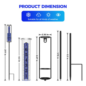 RASKOO rain gauge easy installation with top bracket and poles.