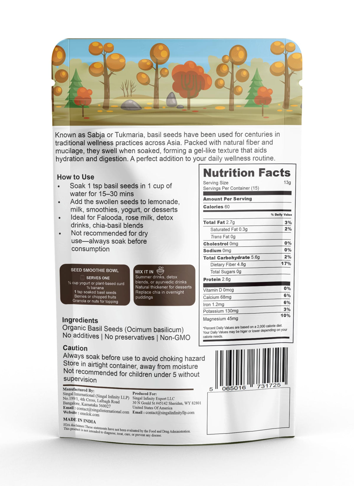 Raslok basil seeds added to lemonade provide hydration with a silky texture