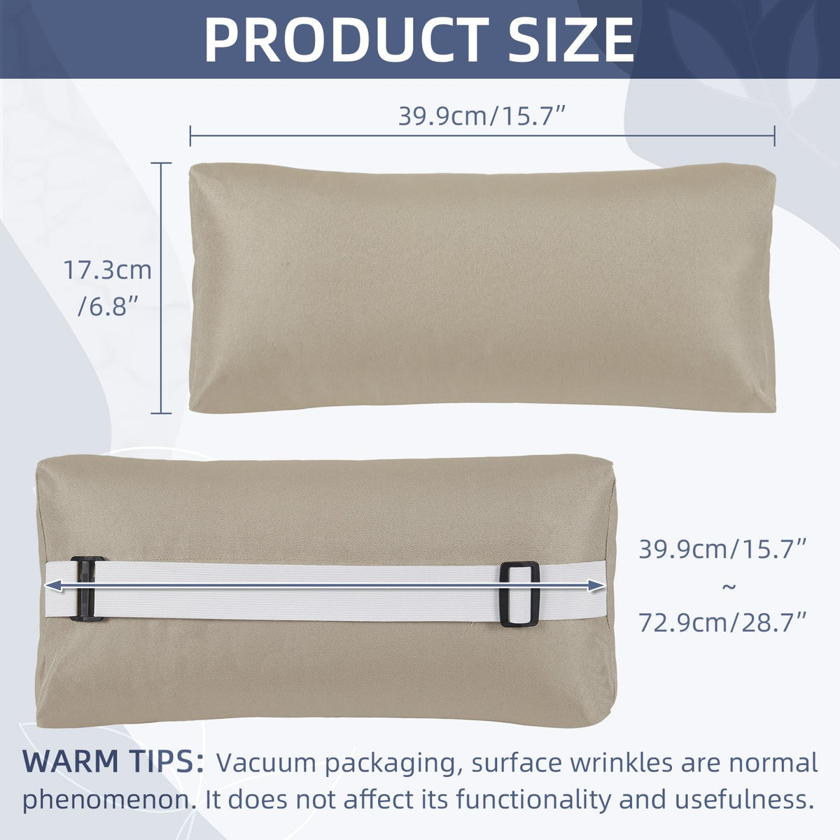 Rasugarlary pillow illustrates the 40x17.5 cm size.