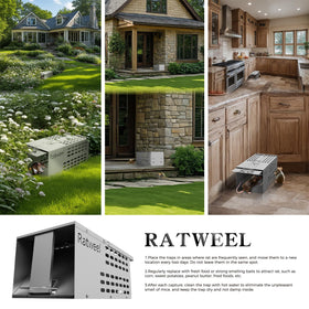 Ratweel trap dimensions accommodate easy entry by most rodents.