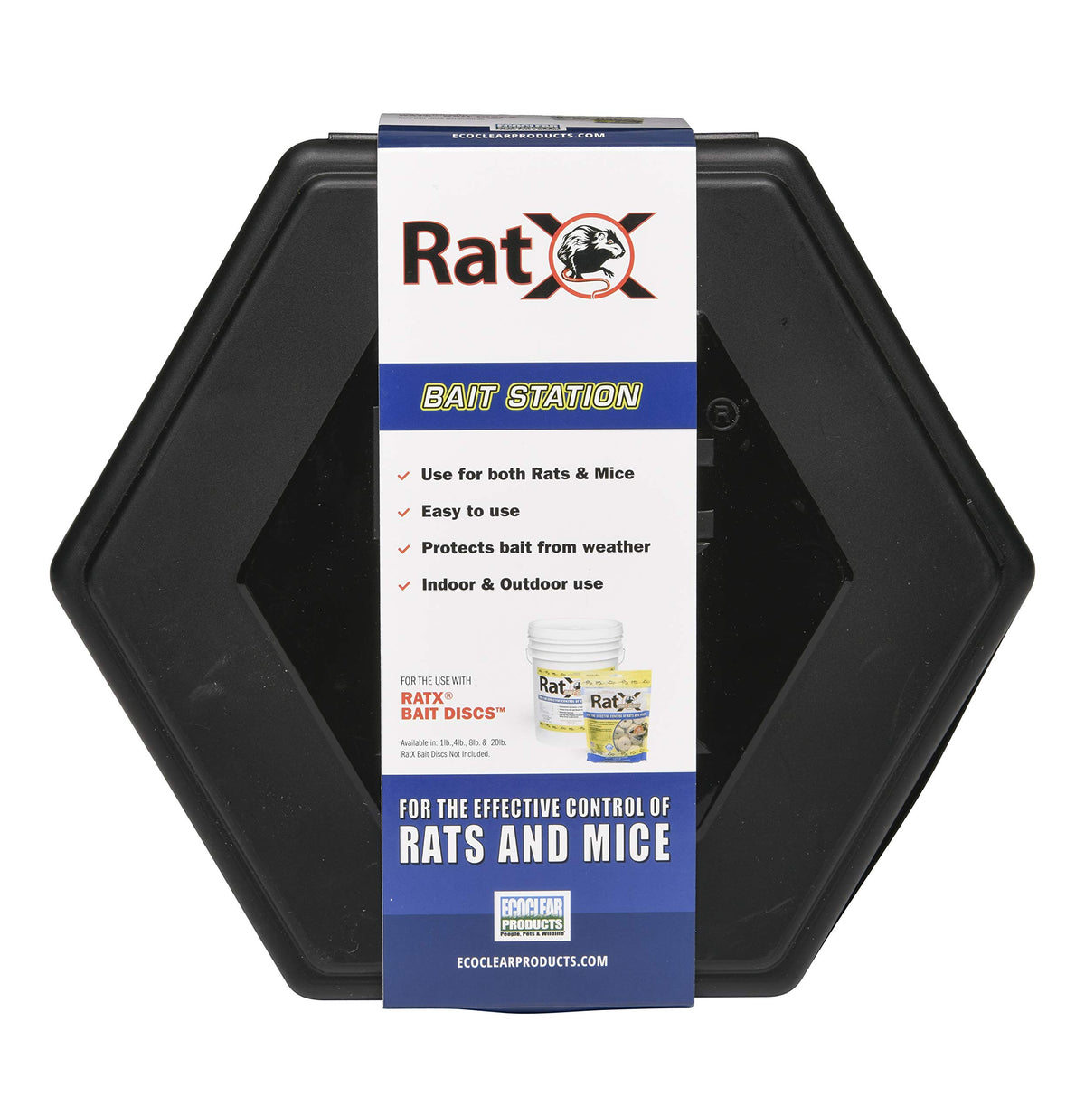 RatX bait station weatherproof for outdoor use protects bait from elements