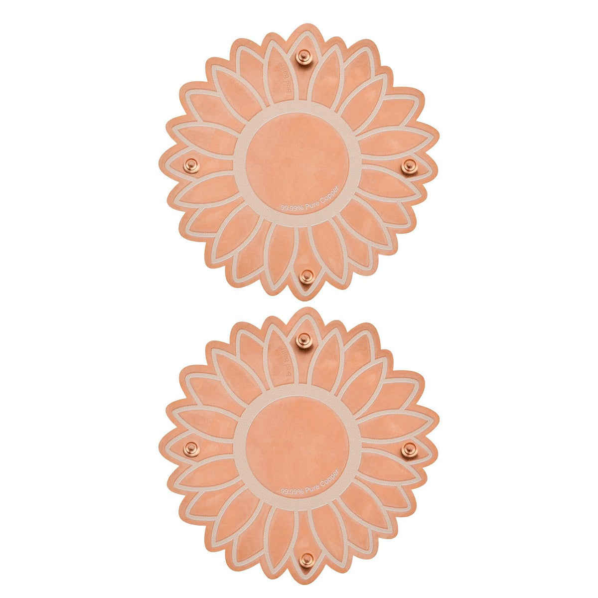 Ravionell sunflower copper bird bath dish in sunlight enhances garden ambiance while purifying water