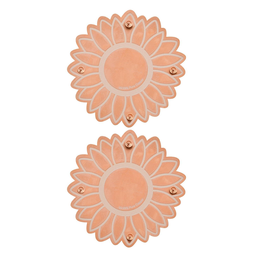 Ravionell sunflower copper bird bath dish in sunlight enhances garden ambiance while purifying water
