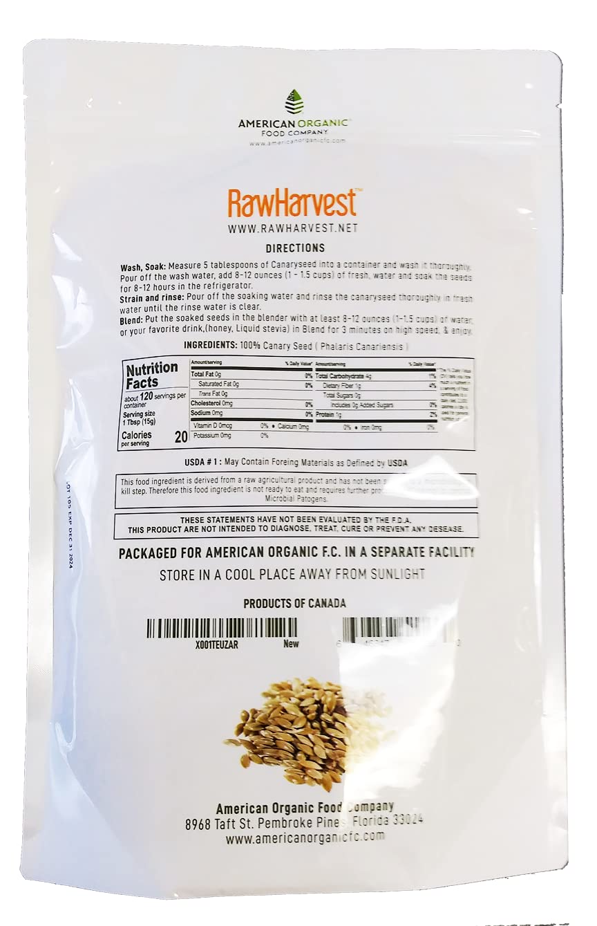 Raw Garden Canary Seed bag open for versatile human consumption.