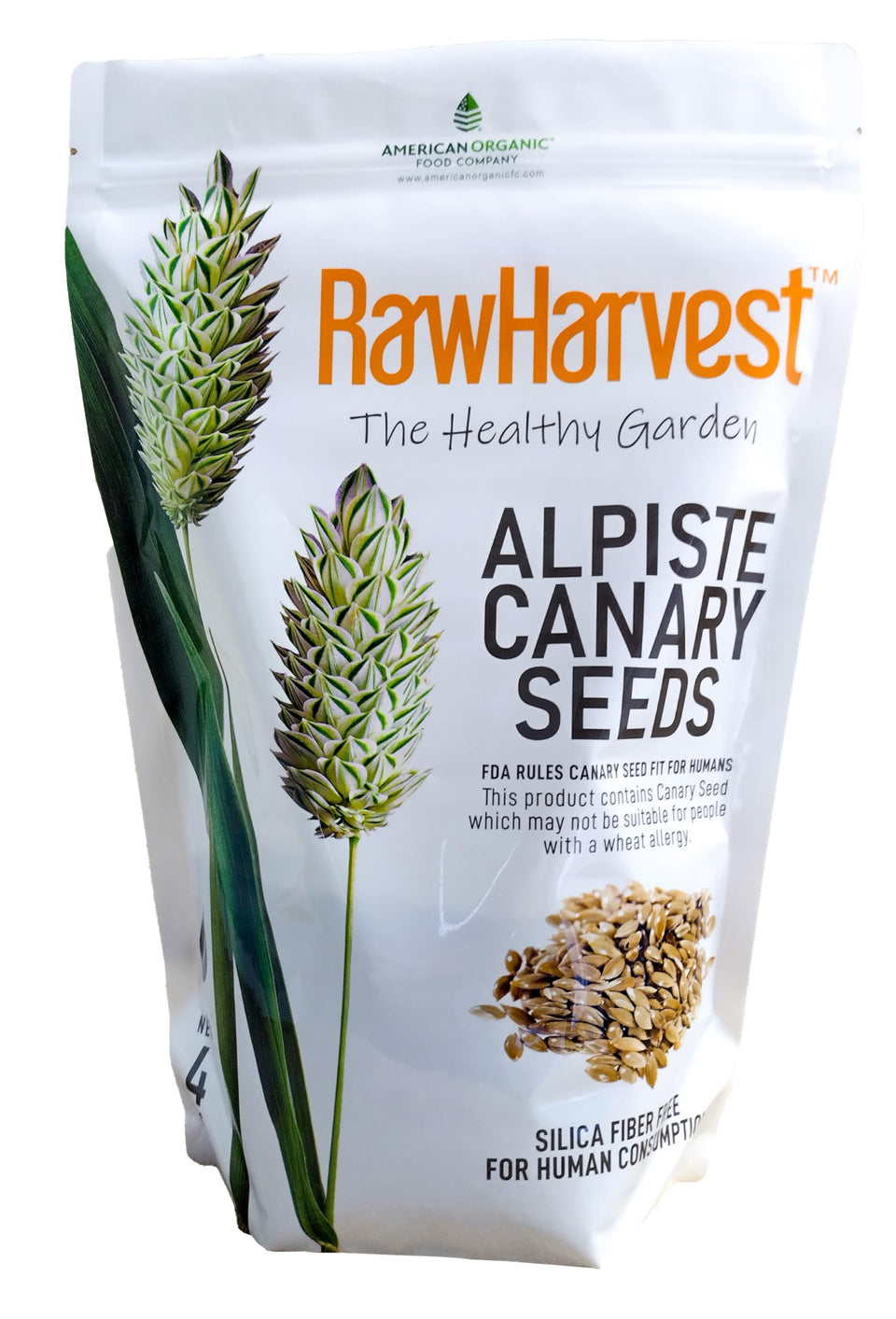 Raw Garden Canary Seed pack closeup for healthy snacking and nutrition.