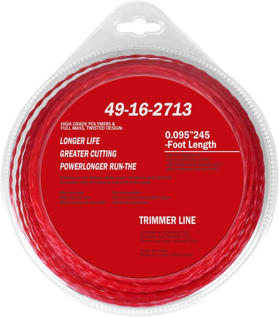 Rawolp 49-16-2713 twisted trimmer line 0.095in for cleaner cuts with reduced wobble