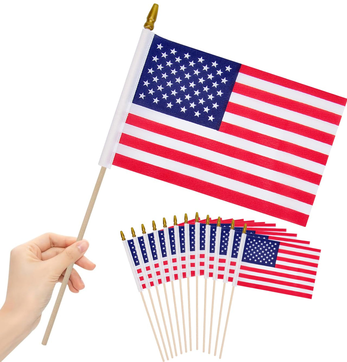 RAXCONN 8x12 US flag on a stick, ideal for waving and decor