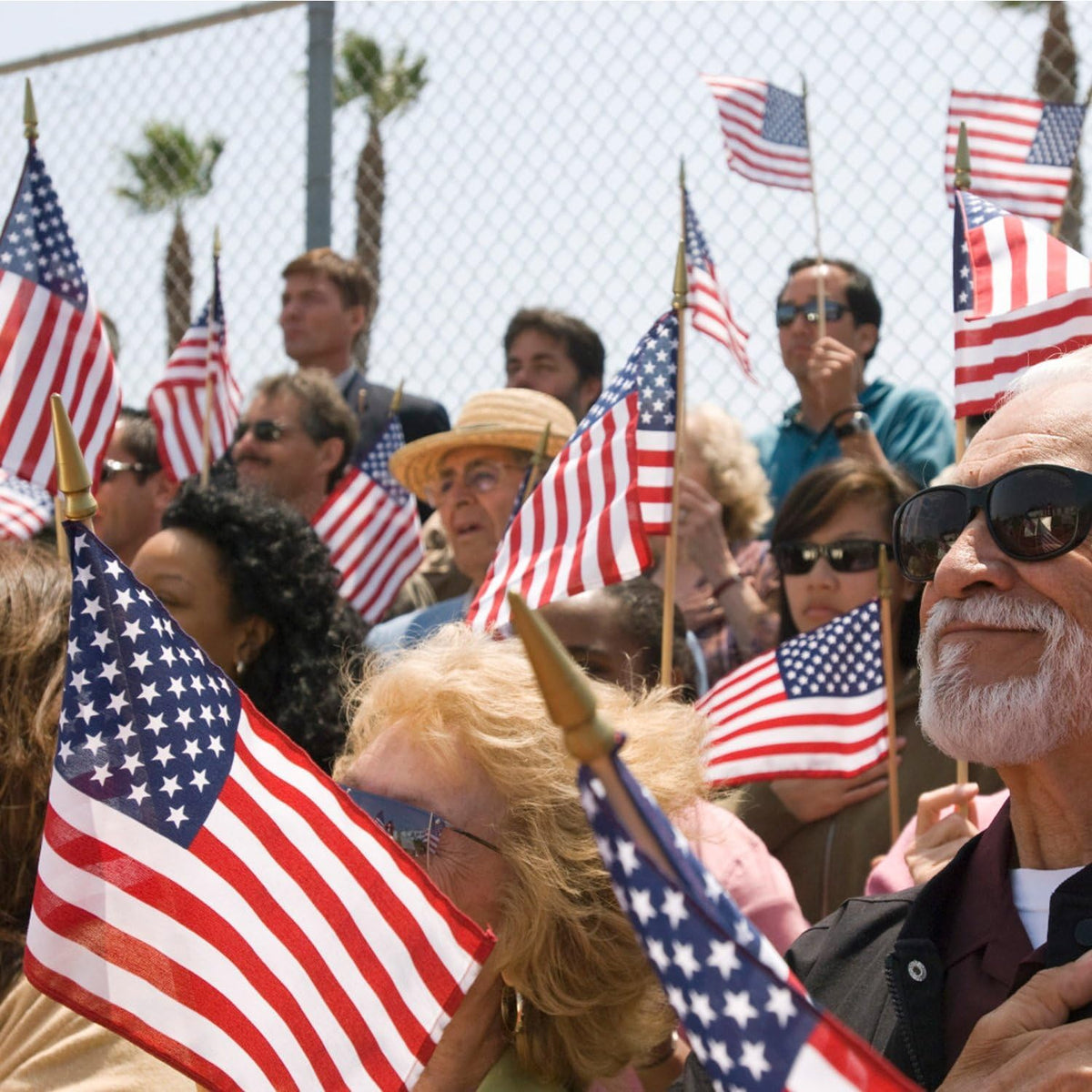 RAXCONN USA parade use flags enhancing event atmosphere in outdoor spaces.