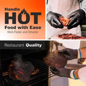 Raxwell BBQ Gloves feature machine-washable liners for easy care.