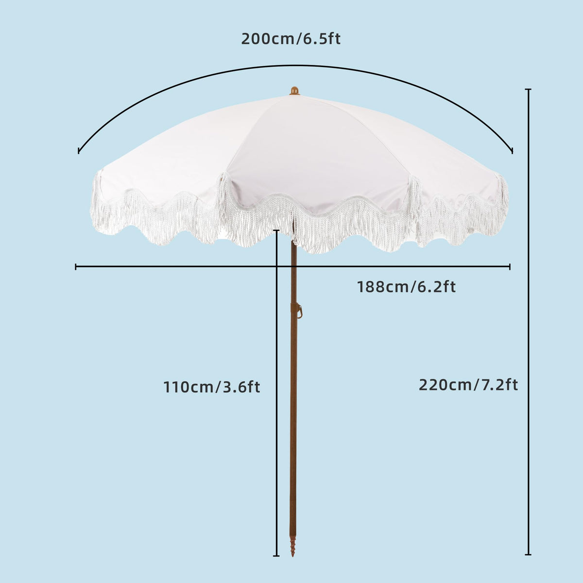 Rayjee tilt mechanism lets you steer shade as the sun shifts.