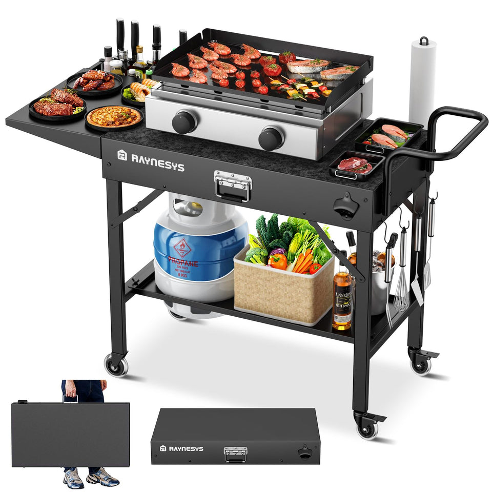 Raynesys outdoor griddle table assembled for easy setup.