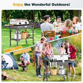 Raynesys portable griddle table ideal for camping and picnics.