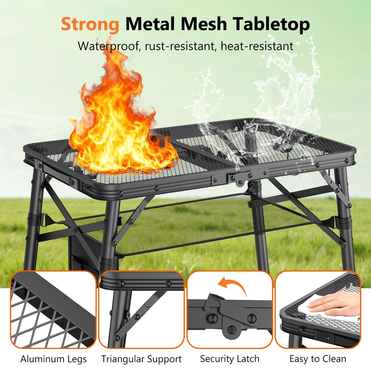 Raynesys quick setup outdoor table with no tools required for faster meals.