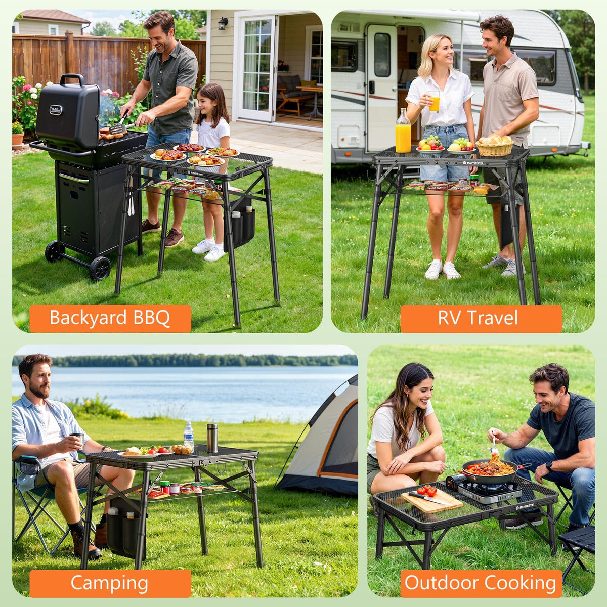 Raynesys sturdy aluminum frame with iron mesh top supports reliable outdoor cooking.