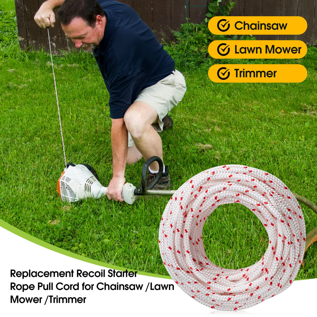 RayTour cord compatible with Husqvarna, Stihl, Craftsman for quick starts