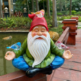 RAYWER outdoor lawn statue featuring 3 birds and gentle illumination.