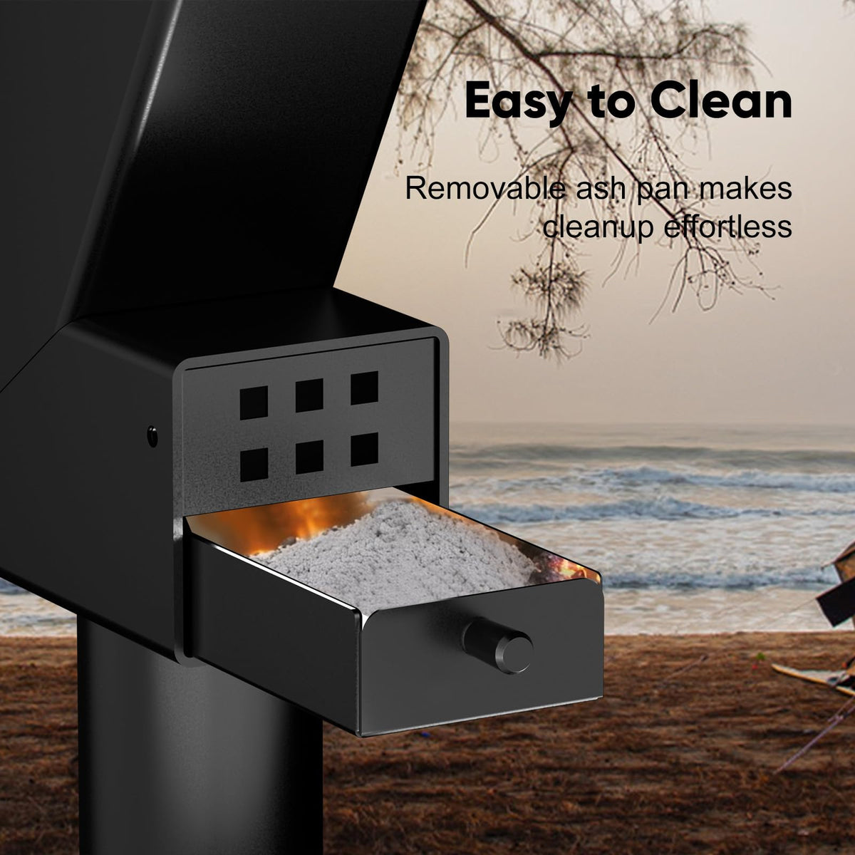 Rayzi ash box enables easy cleanup after fires