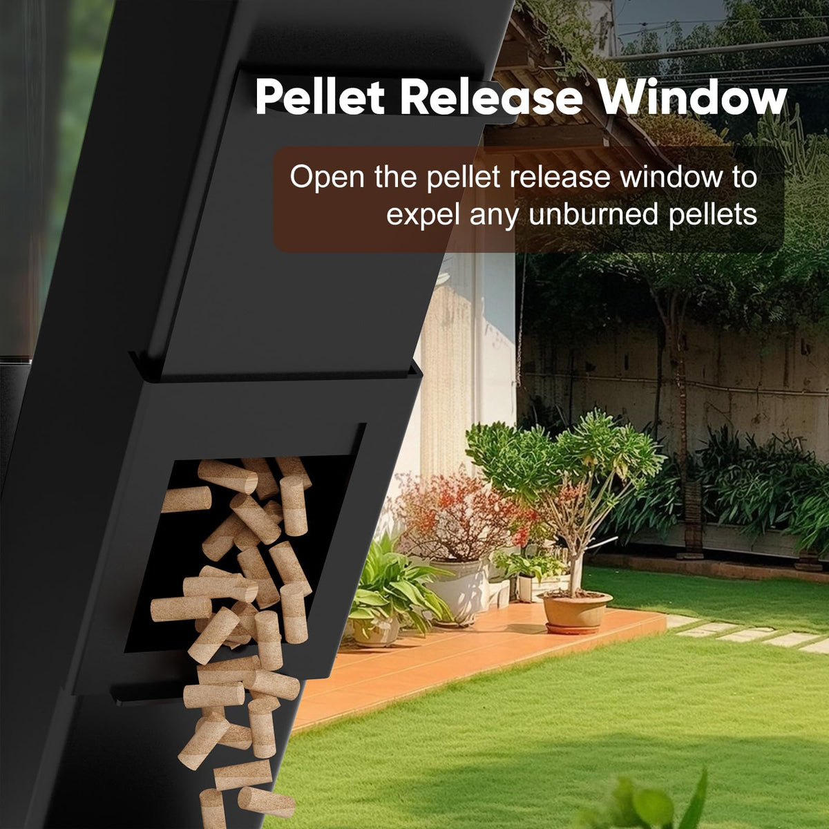 Rayzi 5.7 lb hopper sustains hours of outdoor warmth