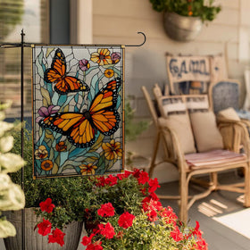 RBAFAO double-sided flag with butterfly and floral design for versatile display