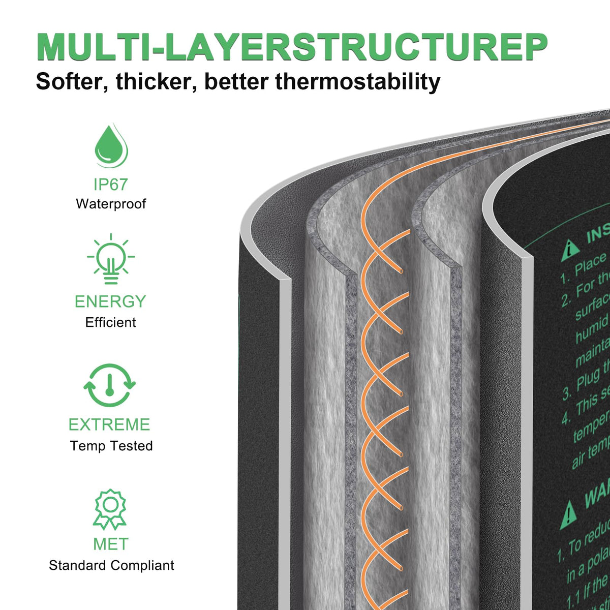 RC SLL heat mat under seedling tray provides uniform warmth.