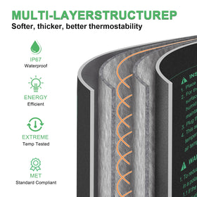 RC SLL heat mat under seedling tray provides uniform warmth.