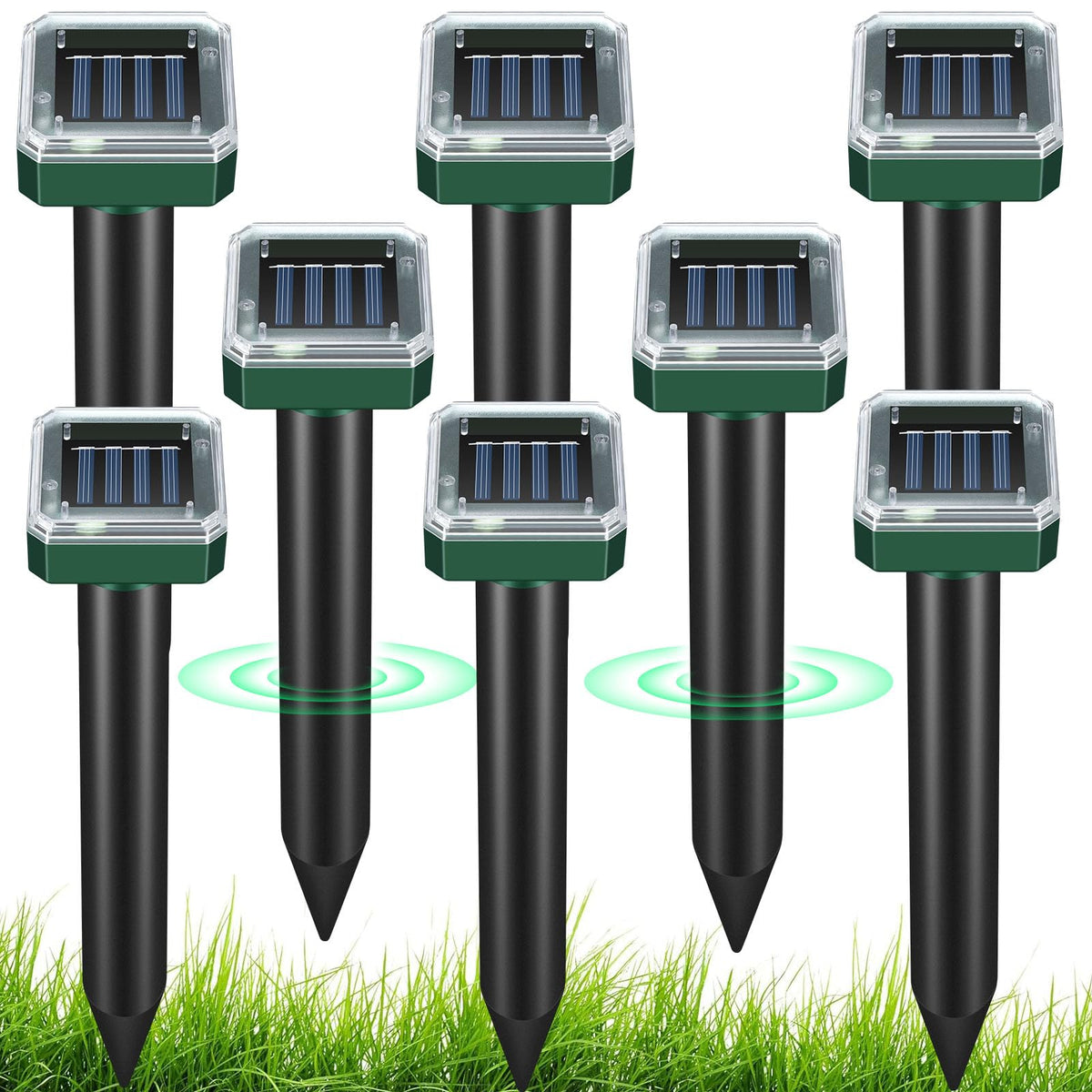 RC Tech Trading Mole Repellent solar stake basking in sun offers 24/7 yard protection