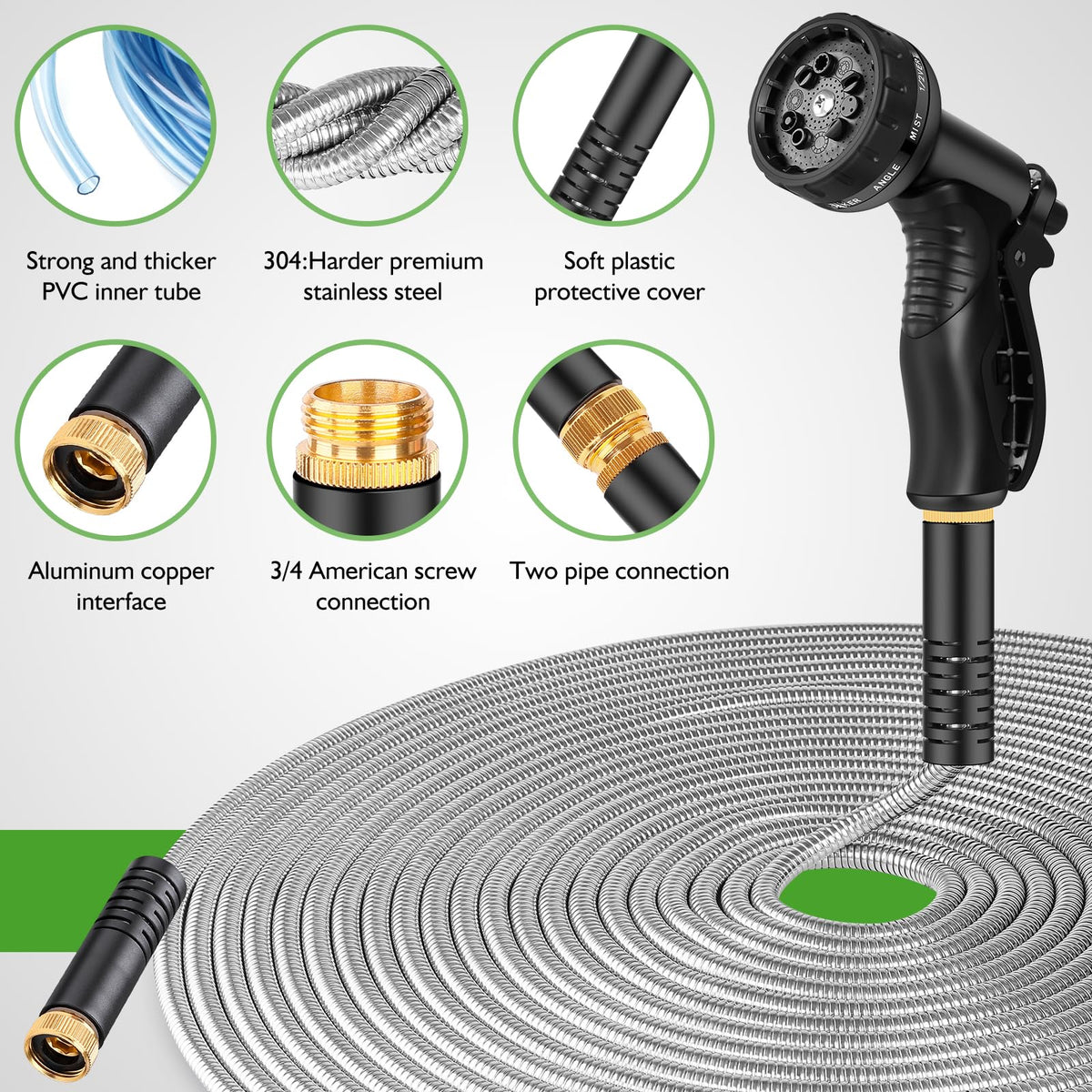 Rcfunkid metal nozzle shows 10-pattern spray versatility for watering and cleaning