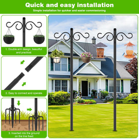 RCUICA adjustable, tool-free assembly shepherd hook fits different heights.