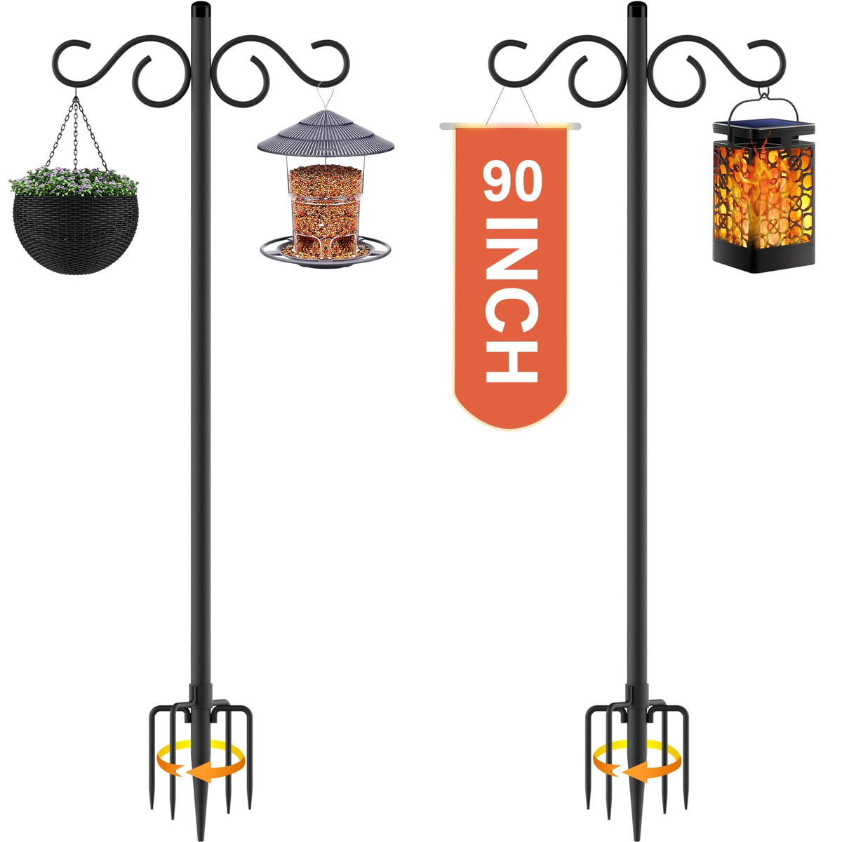 RCUICA double shepherd hooks with a 90-inch pole for versatile outdoor displays.