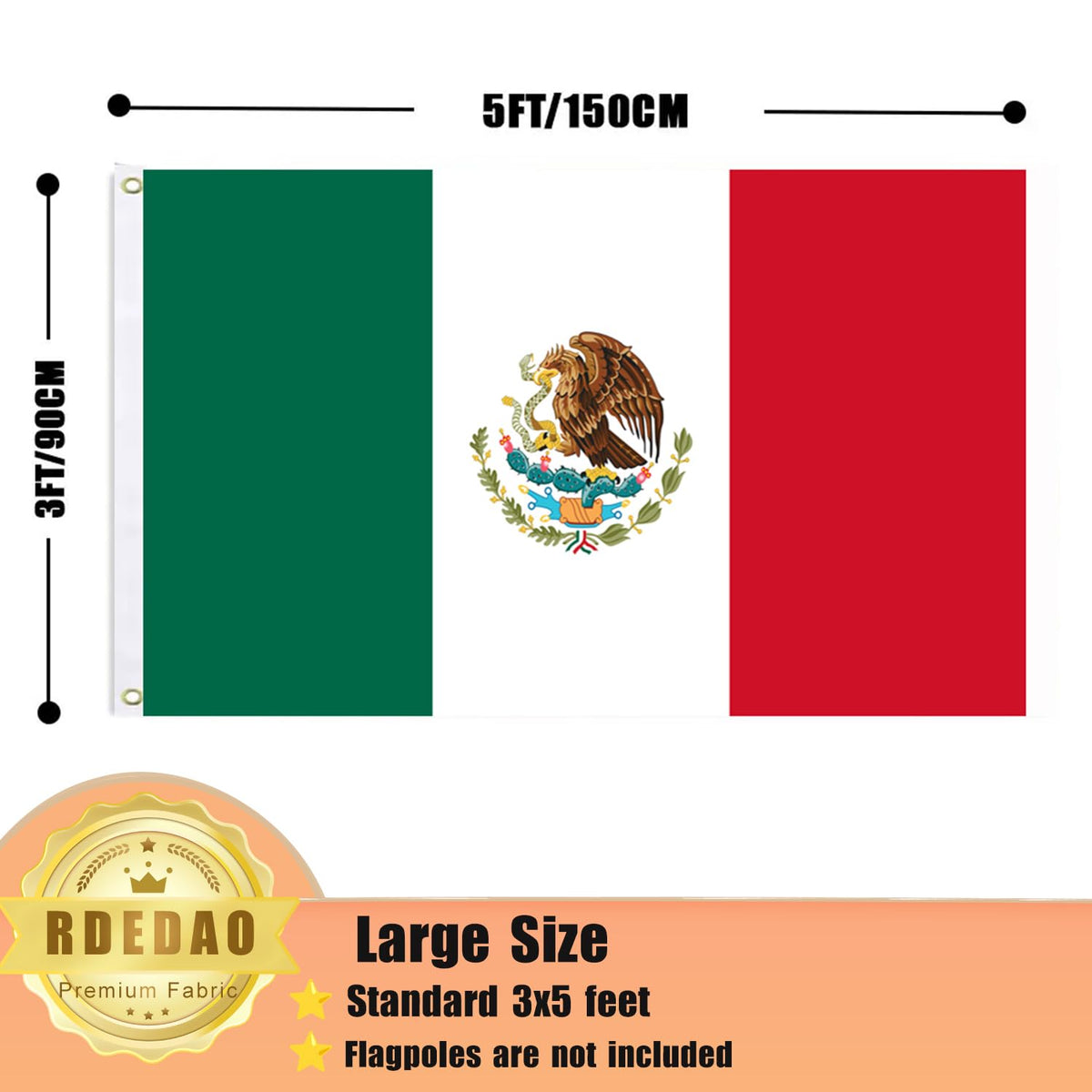 RDEDAO Mexico flag durable polyester fabric withstands daily use.