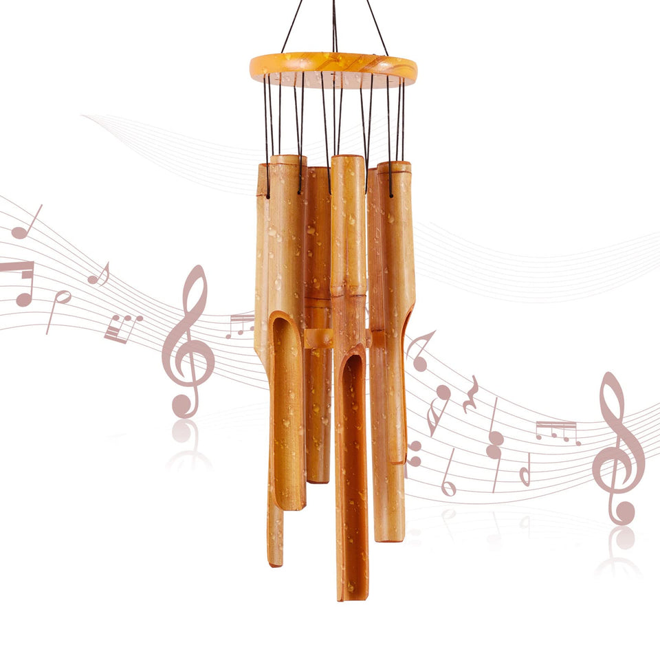 Rdutuok 32-inch bamboo wind chimes hanging outdoors for peace