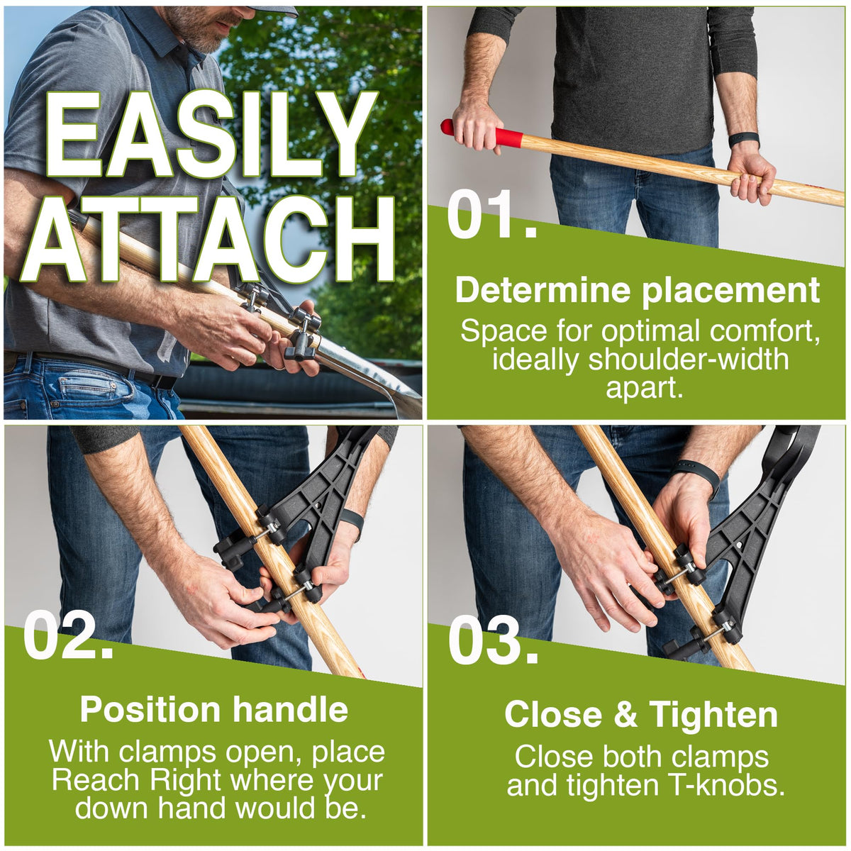 Reach Right All-Seasons durability supports use in rain, snow, and sun.