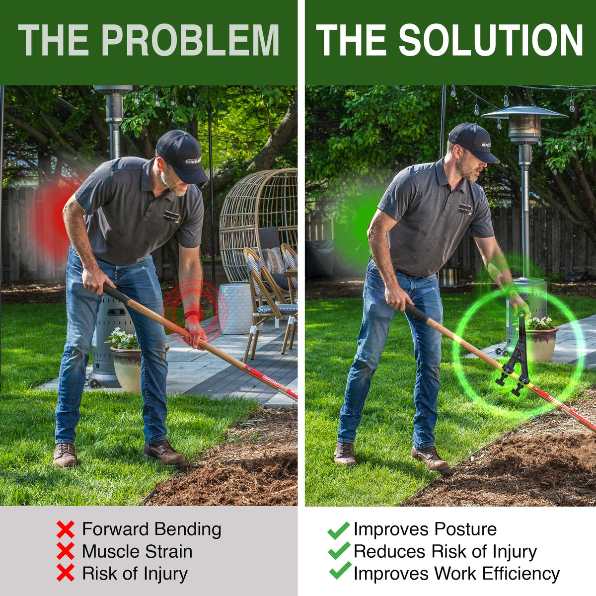 Reach Right Heavy-Duty Clamping System ensures secure attachment across tools.