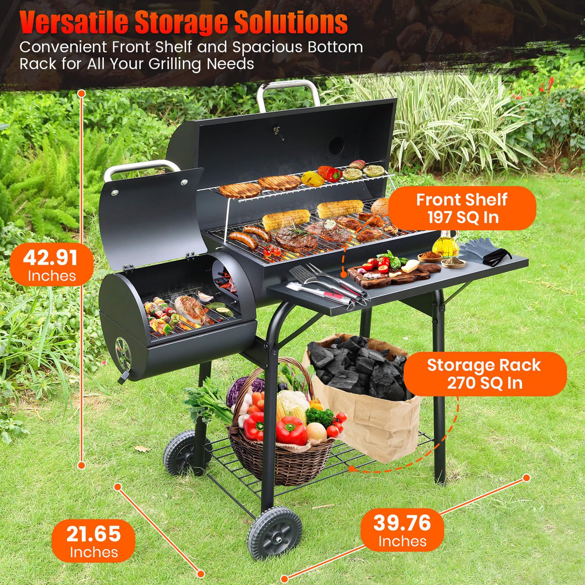 Realcook front shelf offers prep space and extra storage during cooking