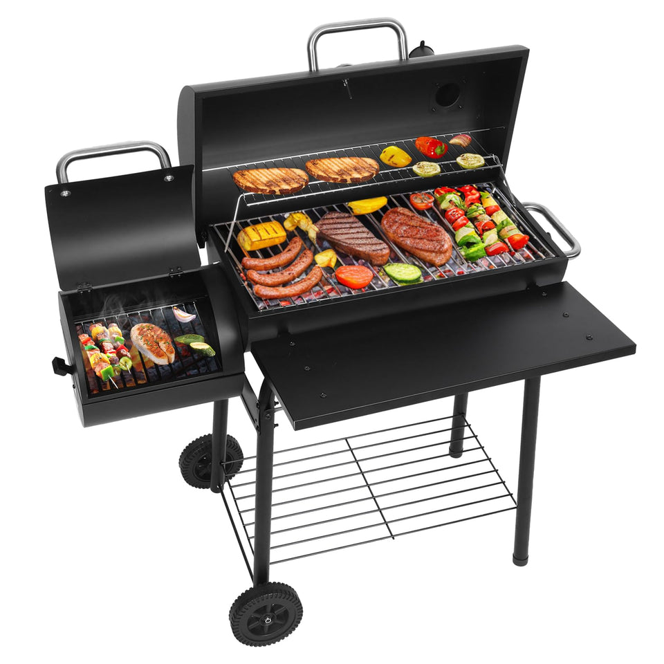 Realcook charcoal grill offset smoker main chamber for even grilling and smoky flavor