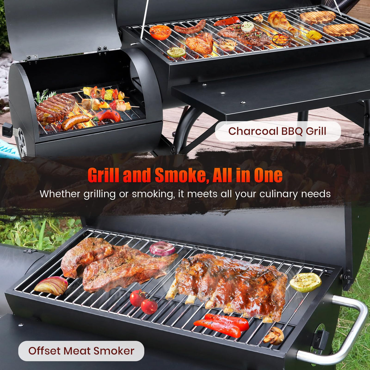 Realcook dual grate system enables mid cook charcoal addition without disruption